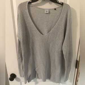 CAbi Women's Light Gray V-Neck Sweater